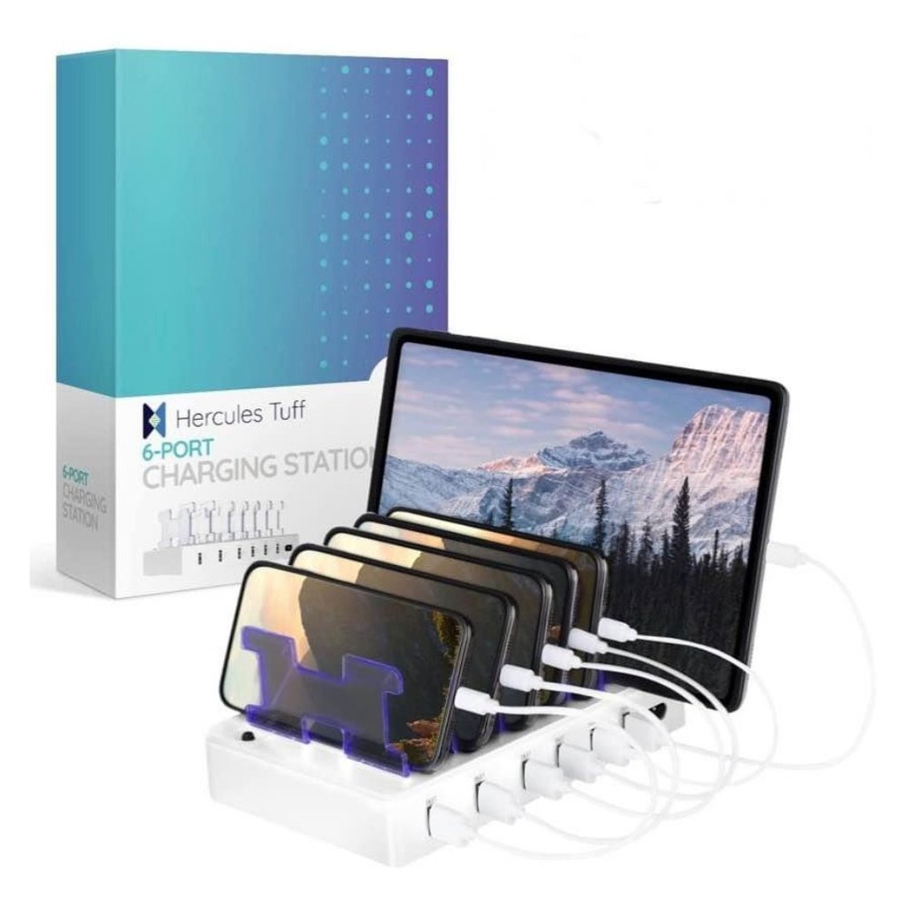 Hercules Tuff Charging Station for Multiple Devices, with 6 USB Fast Ports